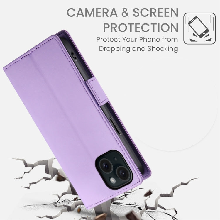 For iPhone 15 Side Buckle Magnetic Frosted Leather Phone Case