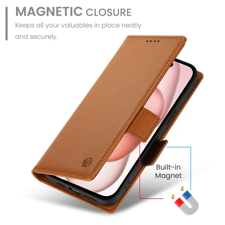 For iPhone 15 Side Buckle Magnetic Frosted Leather Phone Case