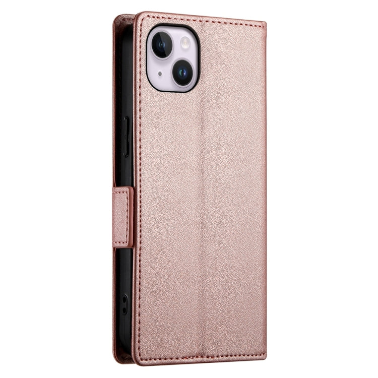 For iPhone 14 Plus Side Buckle Magnetic Frosted Leather Phone Case