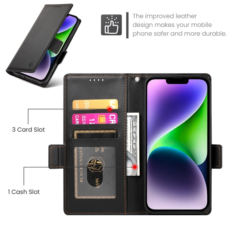 For iPhone 14 Plus Side Buckle Magnetic Frosted Leather Phone Case