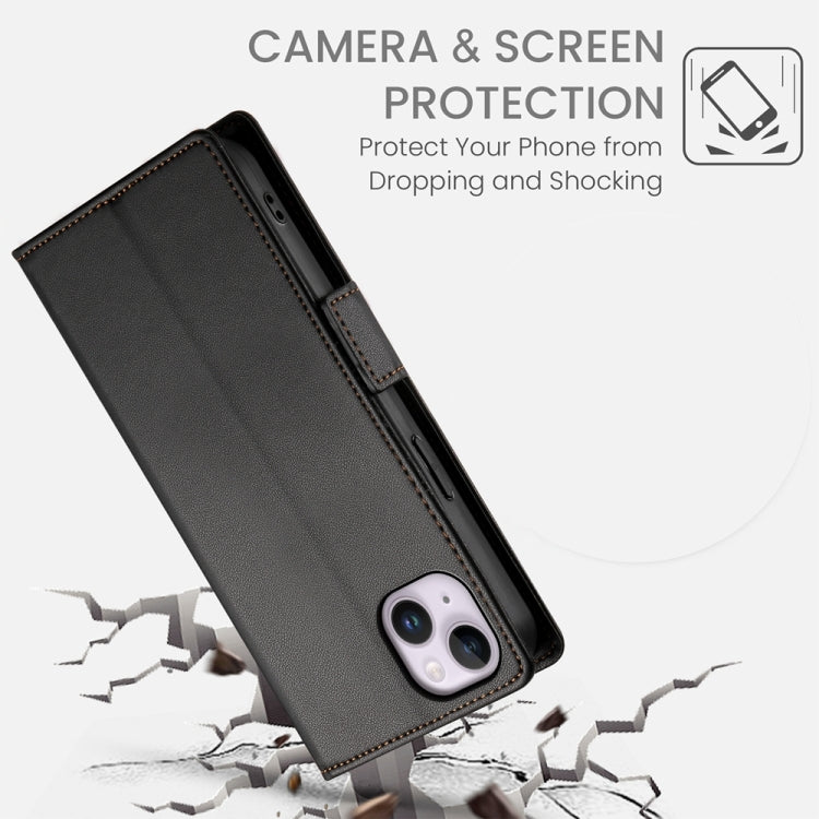 For iPhone 14 Plus Side Buckle Magnetic Frosted Leather Phone Case