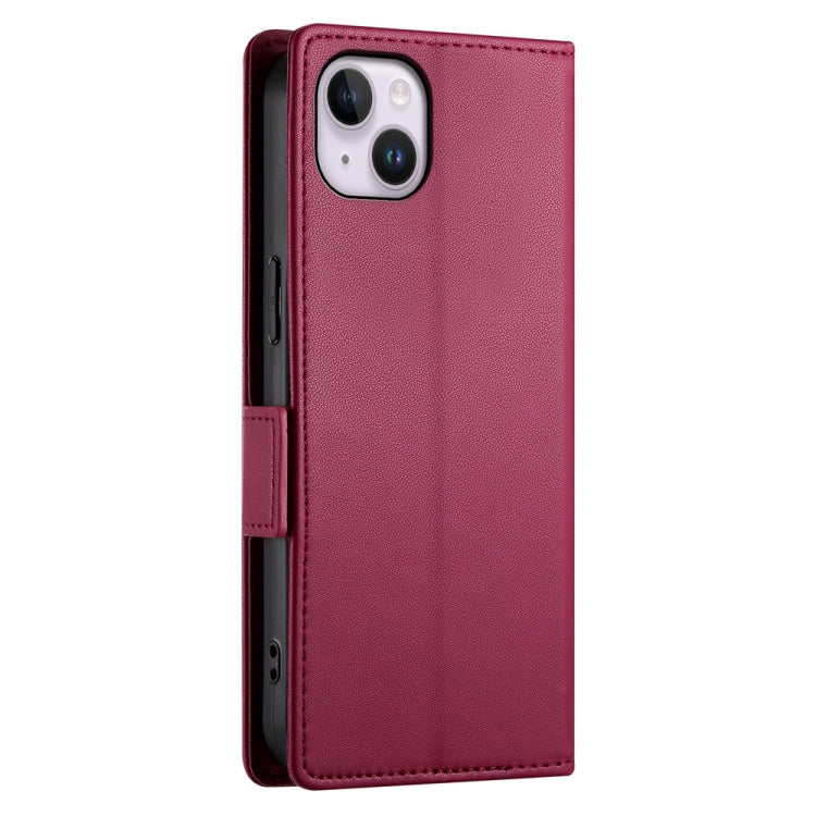 For iPhone 14 Plus Side Buckle Magnetic Frosted Leather Phone Case