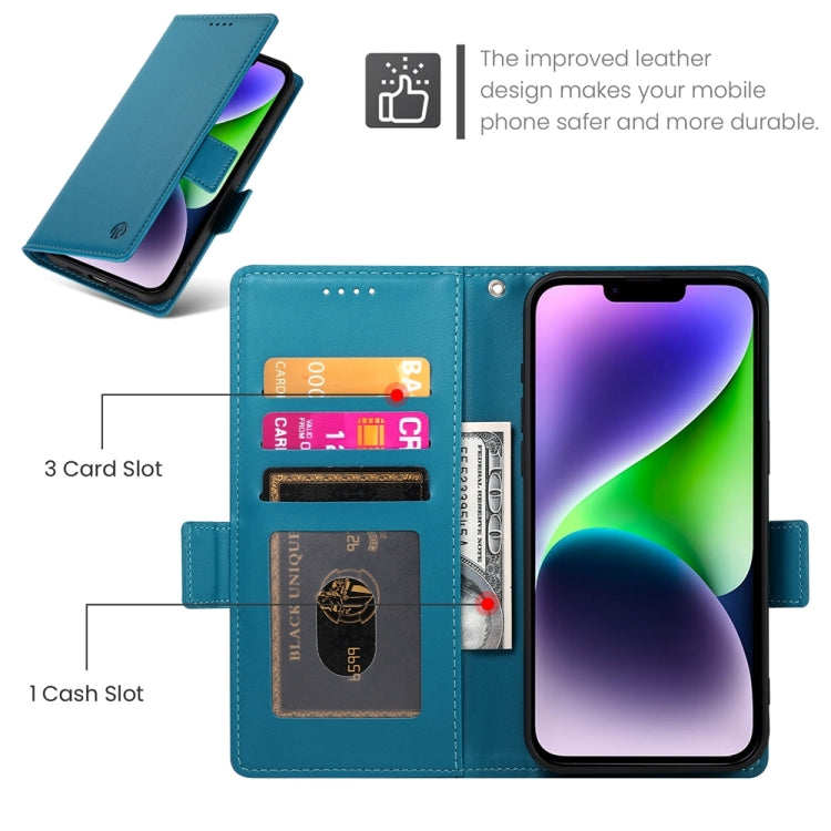 For iPhone 14 Plus Side Buckle Magnetic Frosted Leather Phone Case