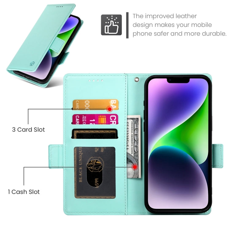 For iPhone 14 Plus Side Buckle Magnetic Frosted Leather Phone Case