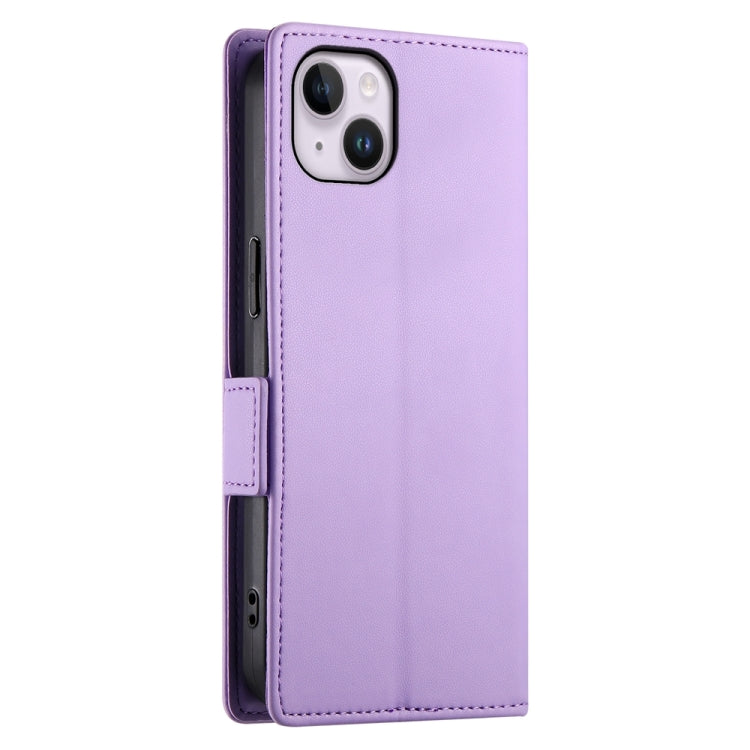 For iPhone 14 Plus Side Buckle Magnetic Frosted Leather Phone Case