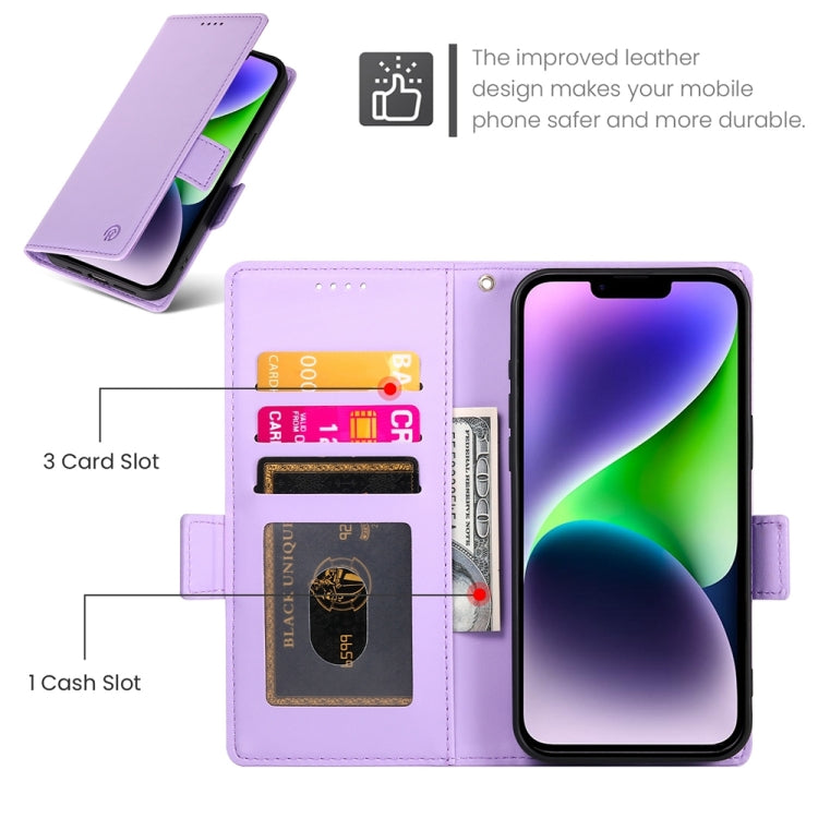 For iPhone 14 Plus Side Buckle Magnetic Frosted Leather Phone Case