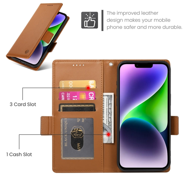 For iPhone 14 Plus Side Buckle Magnetic Frosted Leather Phone Case