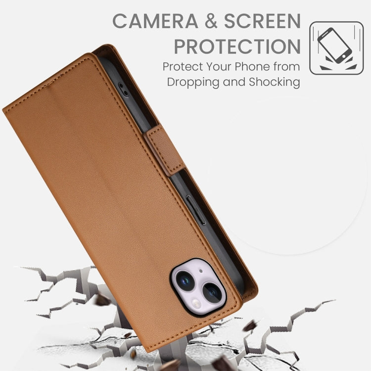 For iPhone 14 Plus Side Buckle Magnetic Frosted Leather Phone Case