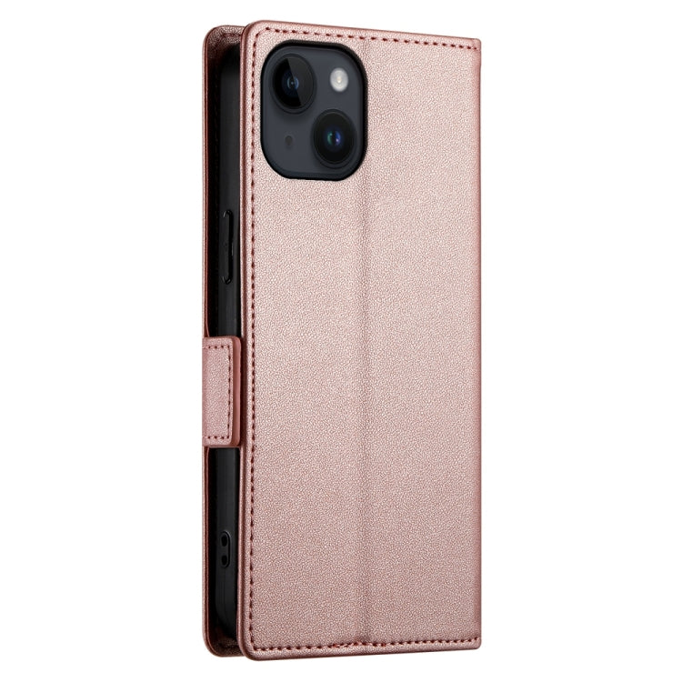 For iPhone 14 Side Buckle Magnetic Frosted Leather Phone Case