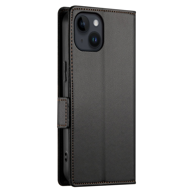 For iPhone 14 Side Buckle Magnetic Frosted Leather Phone Case