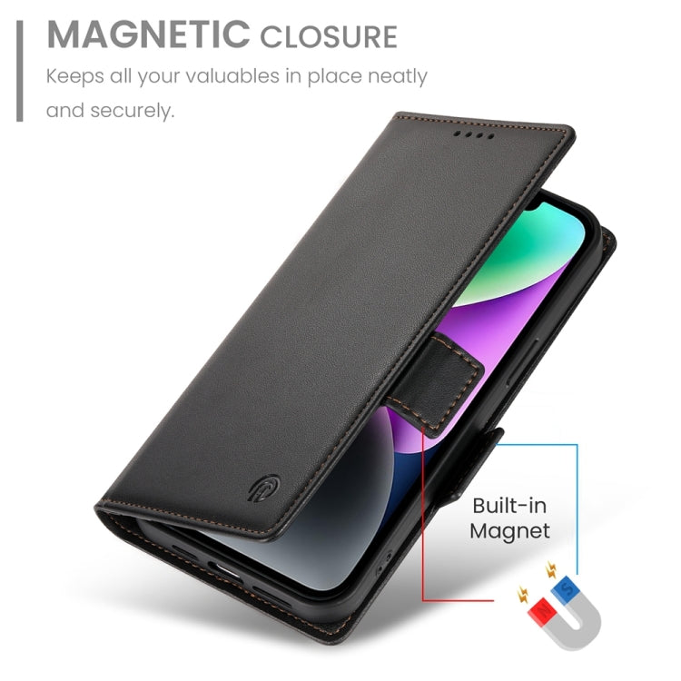 For iPhone 14 Side Buckle Magnetic Frosted Leather Phone Case