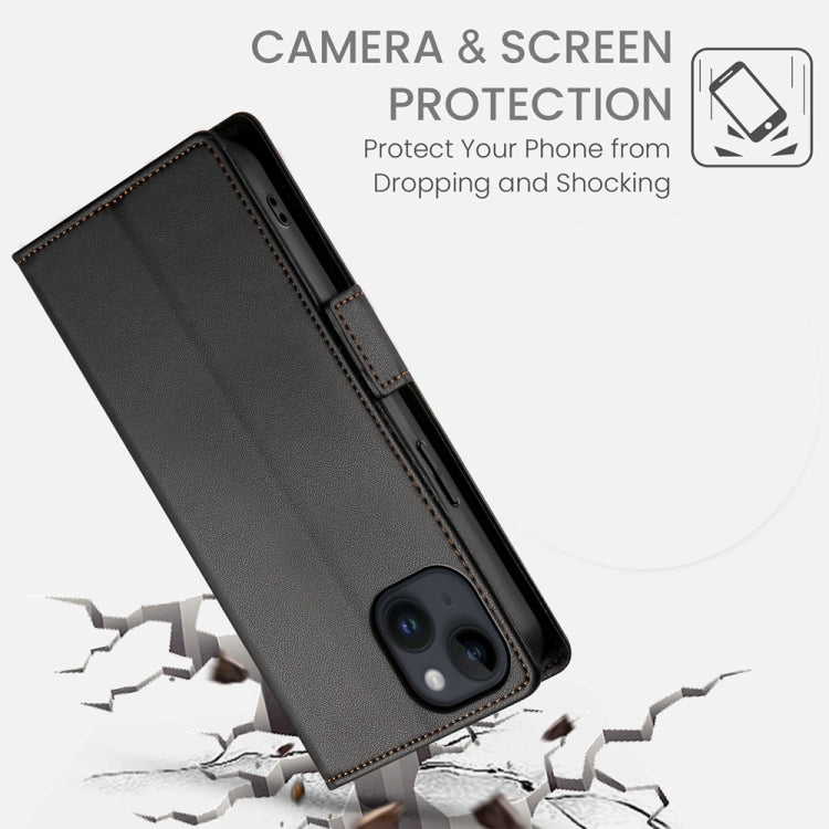 For iPhone 14 Side Buckle Magnetic Frosted Leather Phone Case