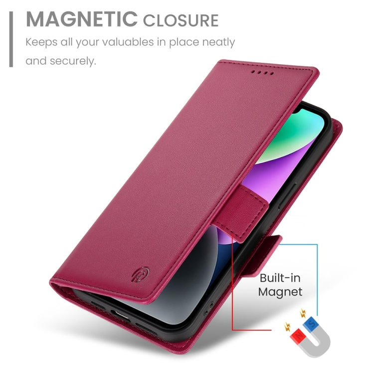 For iPhone 14 Side Buckle Magnetic Frosted Leather Phone Case