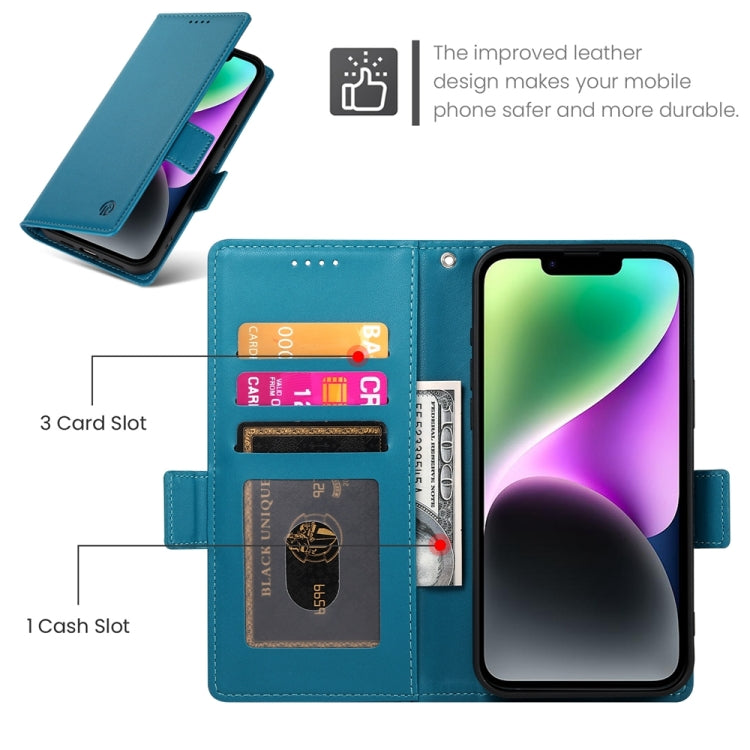 For iPhone 14 Side Buckle Magnetic Frosted Leather Phone Case