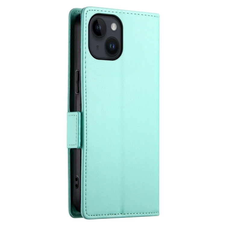 For iPhone 14 Side Buckle Magnetic Frosted Leather Phone Case