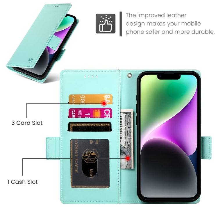 For iPhone 14 Side Buckle Magnetic Frosted Leather Phone Case