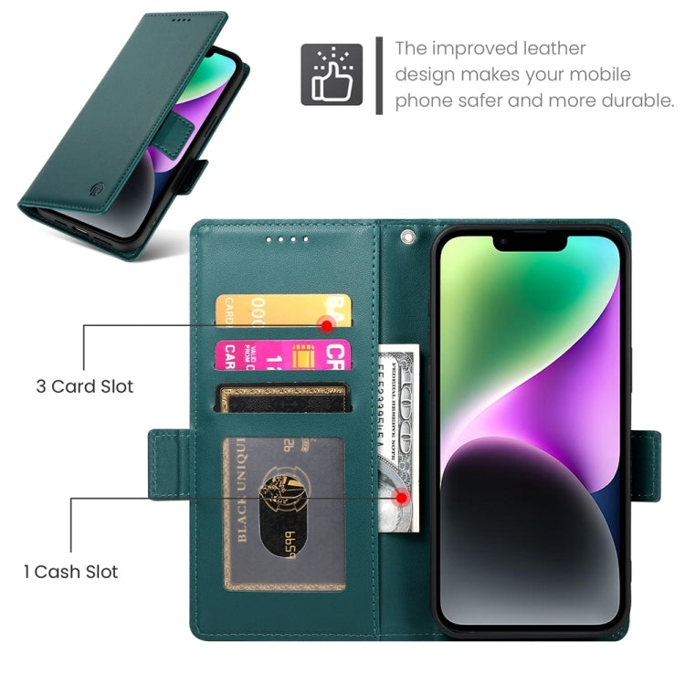 For iPhone 14 Side Buckle Magnetic Frosted Leather Phone Case