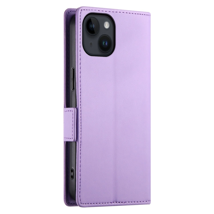 For iPhone 14 Side Buckle Magnetic Frosted Leather Phone Case