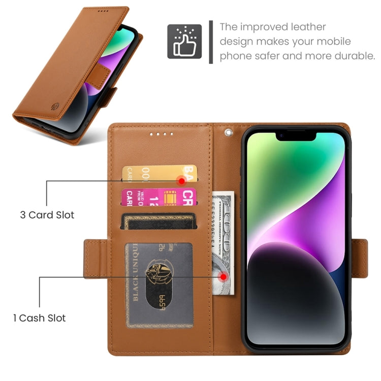For iPhone 14 Side Buckle Magnetic Frosted Leather Phone Case