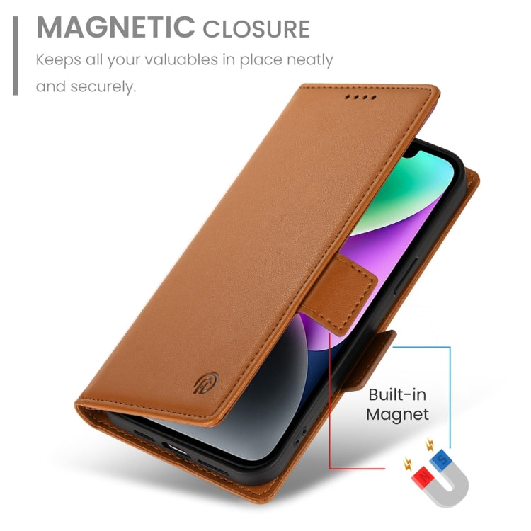For iPhone 14 Side Buckle Magnetic Frosted Leather Phone Case