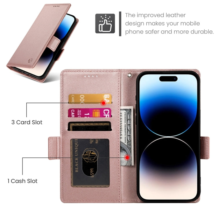 For iPhone 14 Pro Side Buckle Magnetic Frosted Leather Phone Case