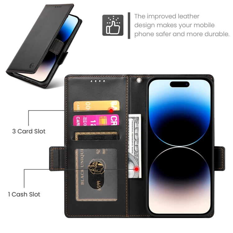 For iPhone 14 Pro Side Buckle Magnetic Frosted Leather Phone Case
