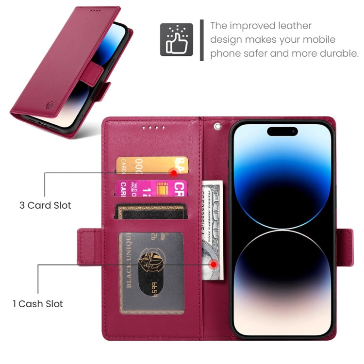 For iPhone 14 Pro Side Buckle Magnetic Frosted Leather Phone Case