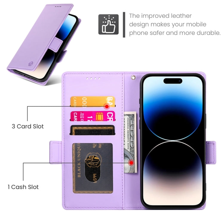 For iPhone 14 Pro Side Buckle Magnetic Frosted Leather Phone Case