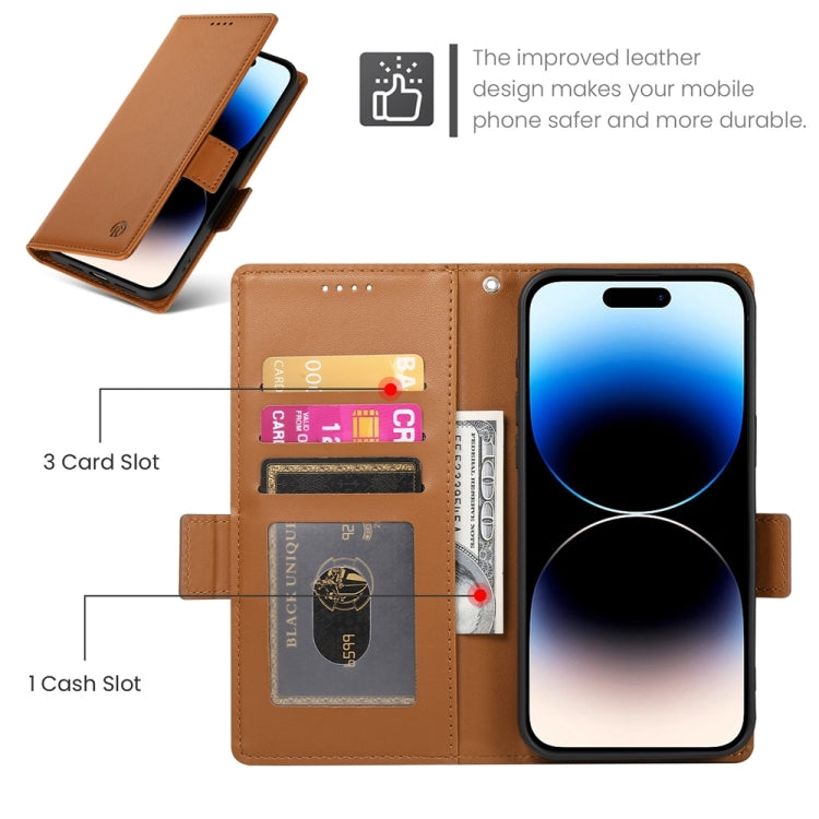 For iPhone 14 Pro Side Buckle Magnetic Frosted Leather Phone Case