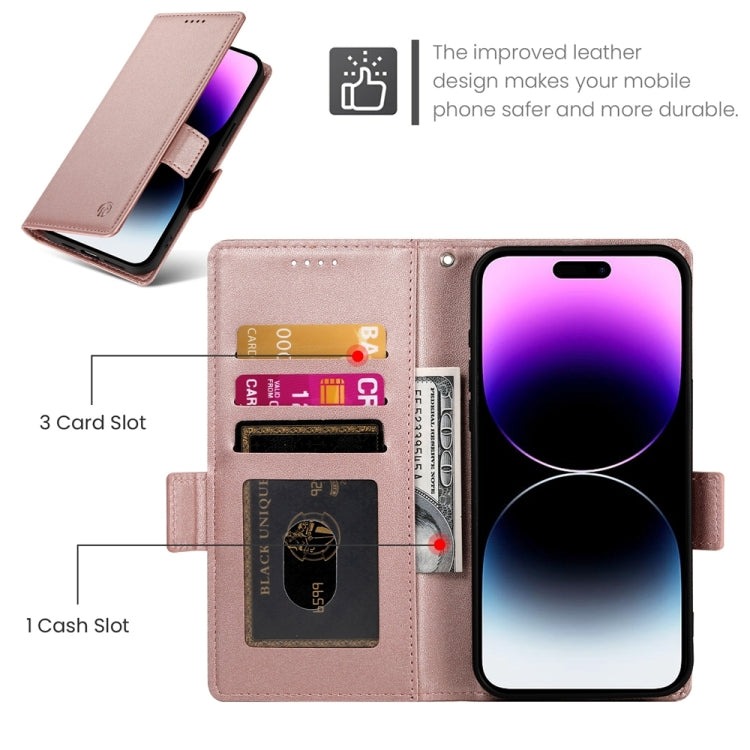 For iPhone 14 Pro Max Side Buckle Magnetic Frosted Leather Phone Case