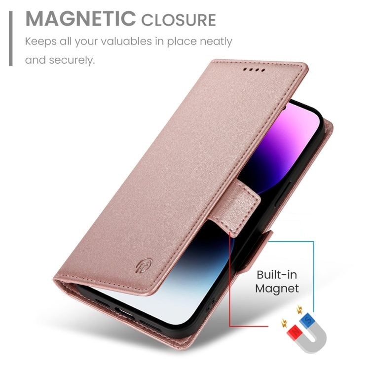 For iPhone 14 Pro Max Side Buckle Magnetic Frosted Leather Phone Case