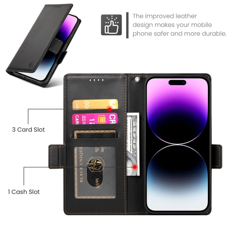 For iPhone 14 Pro Max Side Buckle Magnetic Frosted Leather Phone Case