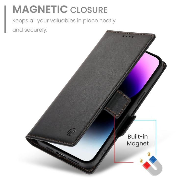 For iPhone 14 Pro Max Side Buckle Magnetic Frosted Leather Phone Case
