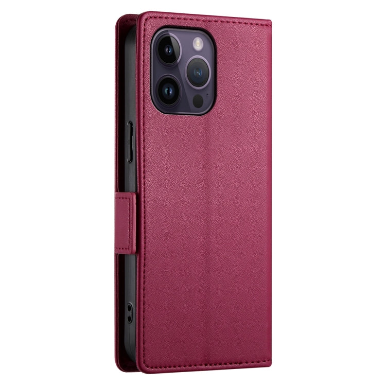For iPhone 14 Pro Max Side Buckle Magnetic Frosted Leather Phone Case