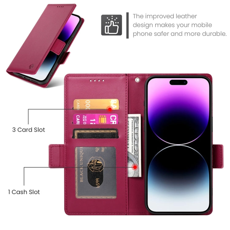 For iPhone 14 Pro Max Side Buckle Magnetic Frosted Leather Phone Case