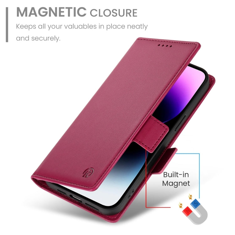 For iPhone 14 Pro Max Side Buckle Magnetic Frosted Leather Phone Case