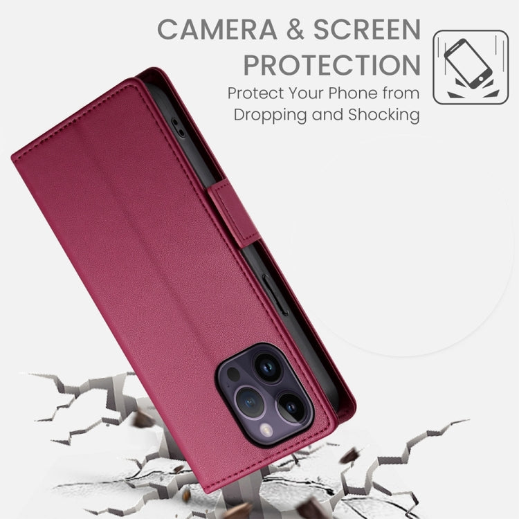 For iPhone 14 Pro Max Side Buckle Magnetic Frosted Leather Phone Case