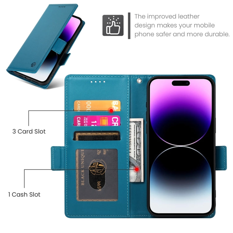 For iPhone 14 Pro Max Side Buckle Magnetic Frosted Leather Phone Case
