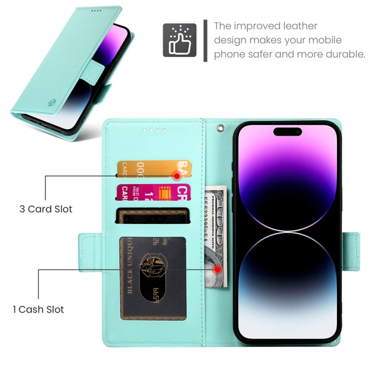 For iPhone 14 Pro Max Side Buckle Magnetic Frosted Leather Phone Case