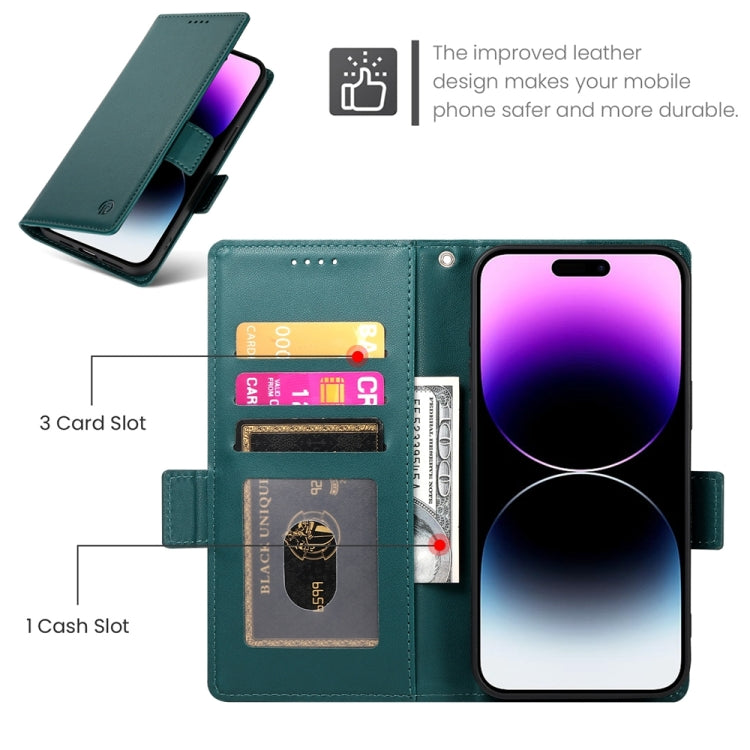 For iPhone 14 Pro Max Side Buckle Magnetic Frosted Leather Phone Case