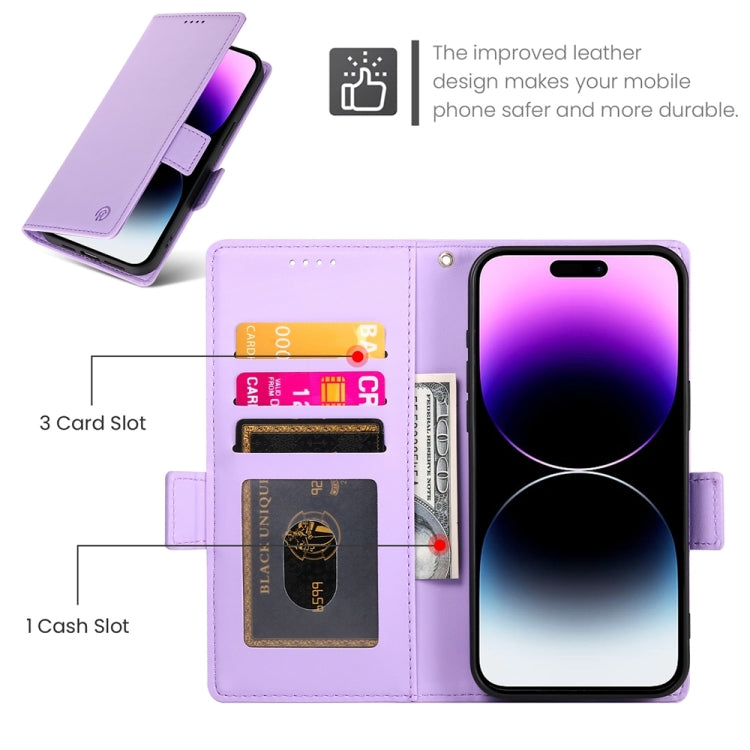 For iPhone 14 Pro Max Side Buckle Magnetic Frosted Leather Phone Case