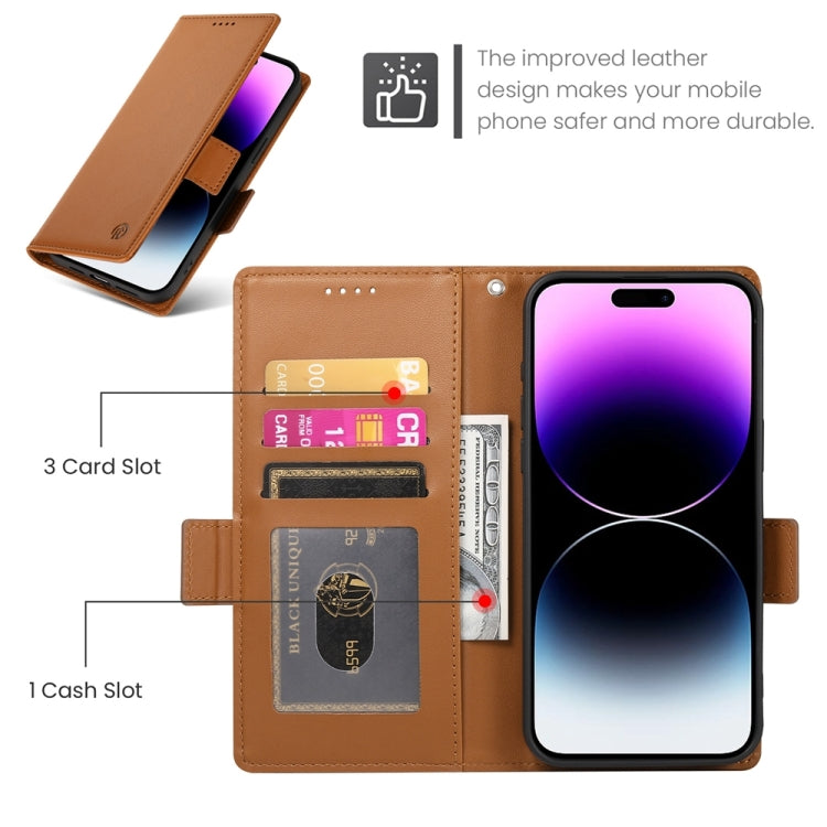 For iPhone 14 Pro Max Side Buckle Magnetic Frosted Leather Phone Case