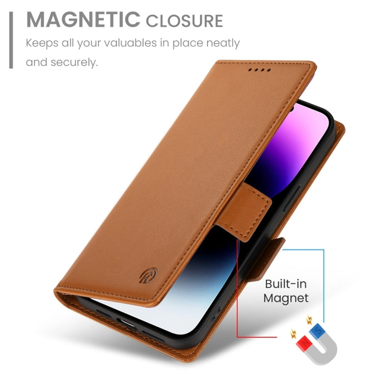 For iPhone 14 Pro Max Side Buckle Magnetic Frosted Leather Phone Case