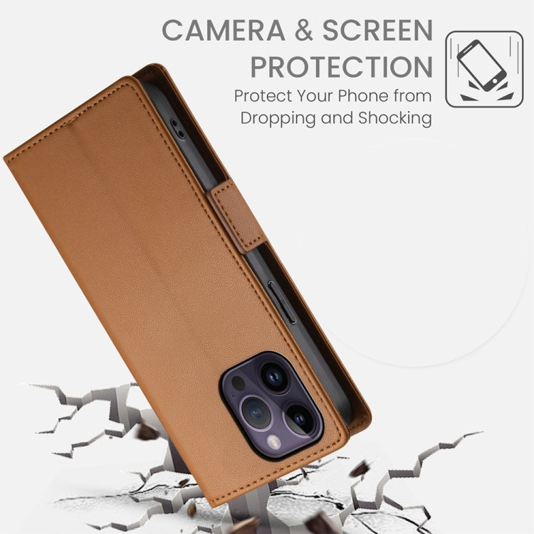 For iPhone 14 Pro Max Side Buckle Magnetic Frosted Leather Phone Case