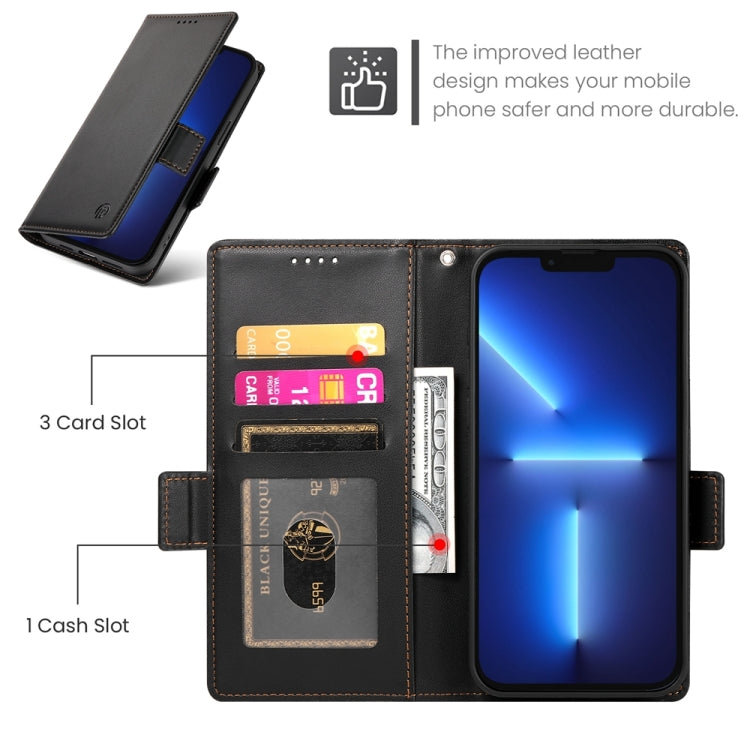 For iPhone 13 Pro Max Side Buckle Magnetic Frosted Leather Phone Case