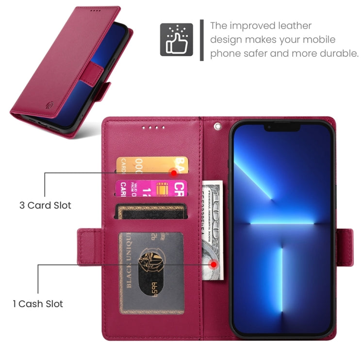For iPhone 13 Pro Max Side Buckle Magnetic Frosted Leather Phone Case