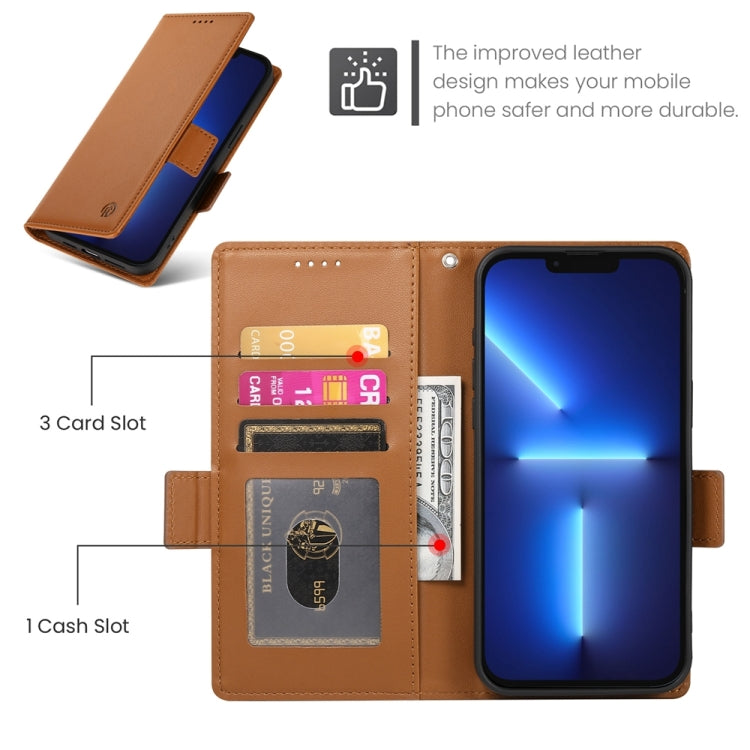 For iPhone 13 Pro Max Side Buckle Magnetic Frosted Leather Phone Case