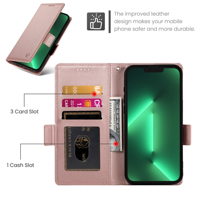 For iPhone 13 Pro Side Buckle Magnetic Frosted Leather Phone Case