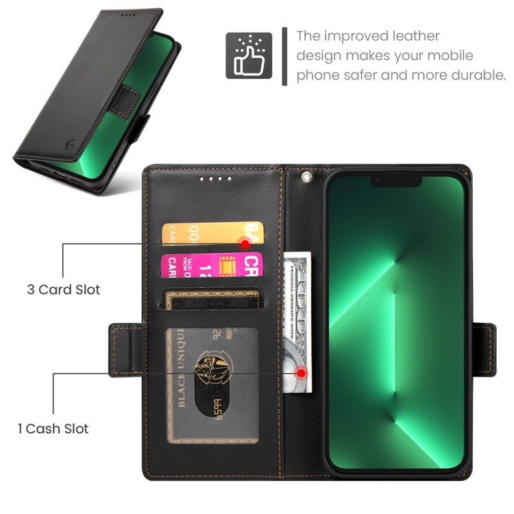 For iPhone 13 Pro Side Buckle Magnetic Frosted Leather Phone Case