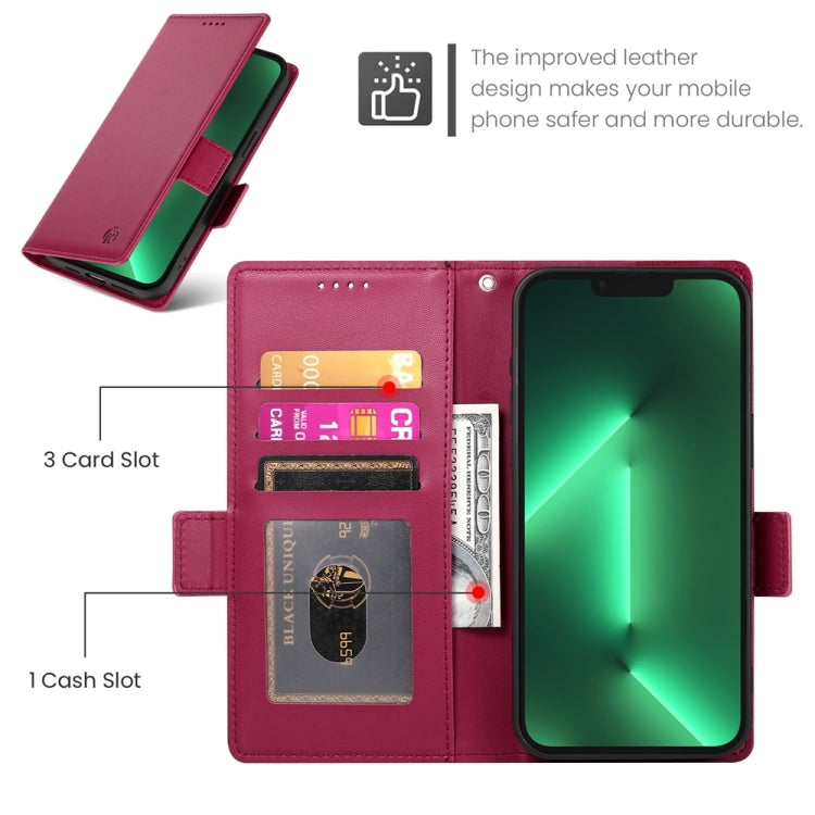 For iPhone 13 Pro Side Buckle Magnetic Frosted Leather Phone Case